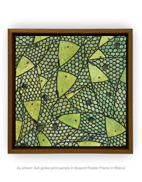 Green Gold Sardines | Framed Giclee Print on Canvas